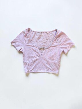 PacSun PAC Cares Pink Scoop Neck Crop Top XS Y2K Coquette Baby Tee